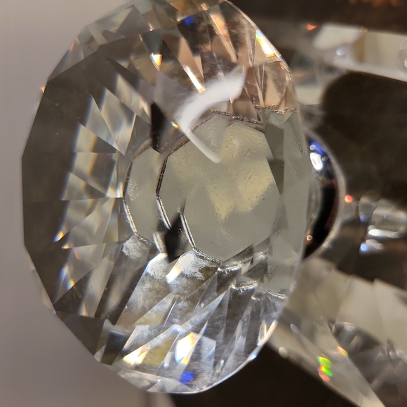 Large Vintage Crystal Perfume Bottle with Snuffer Diamond Stopper - Picture 11 of 13